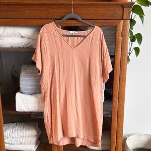 Madewell Peach V-Neck Tunic Dress